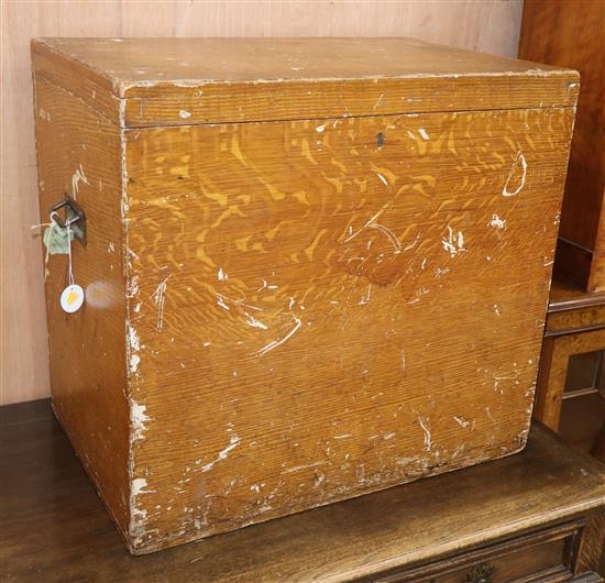 A Victorian pine silver chest with painted grain W.62cm